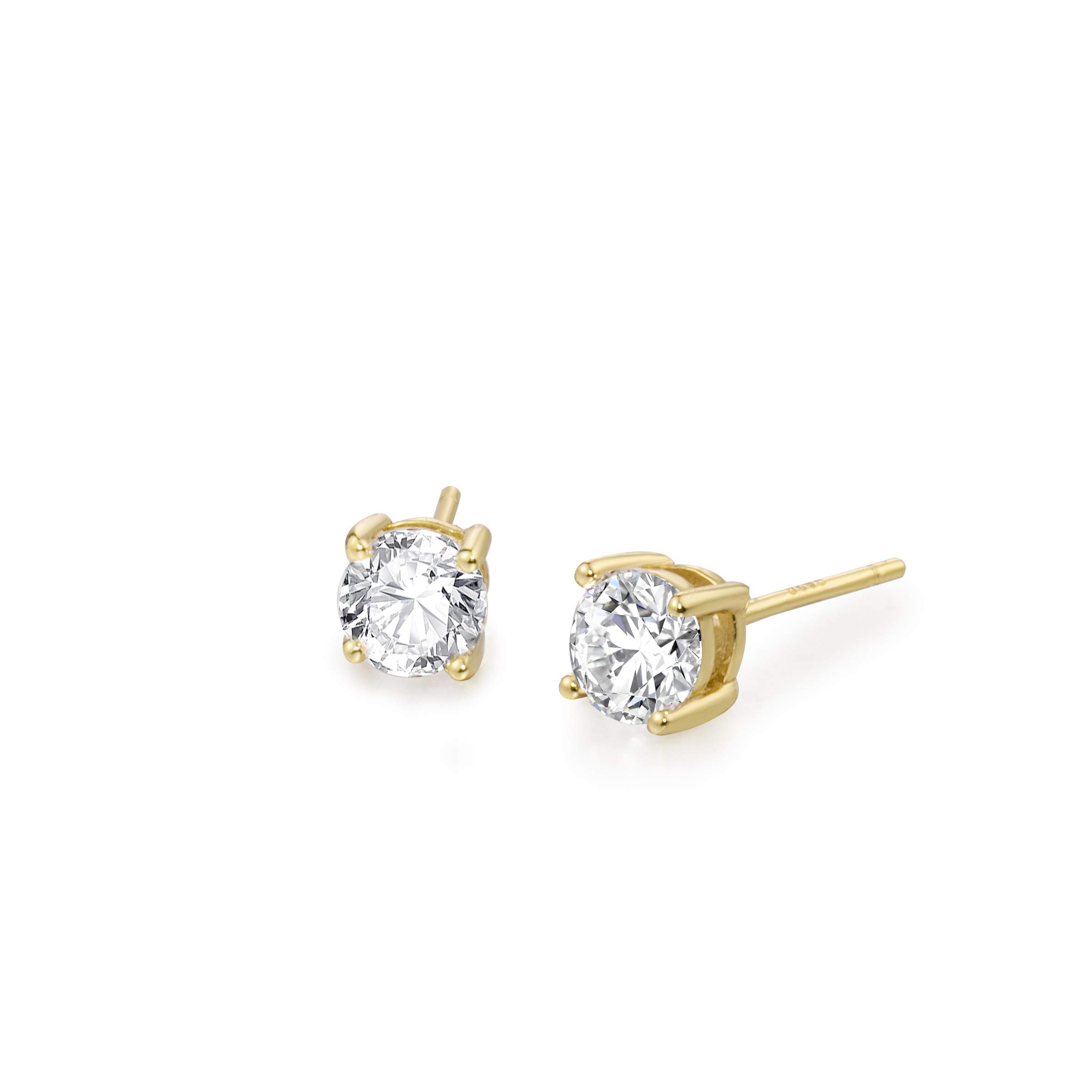 S.Leaf Cubic Zirconia Stud Earrings for Women - Hypoallergenic Sterling Silver Flat Back Earrings with Diamond-Like Sparkle | Perfect for Everyday Wear, Work, Parties & Special Occasions