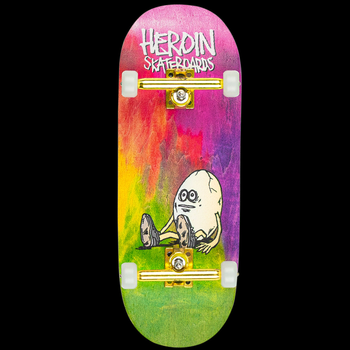 Heroin Skateboards Fingerboard Complete - Close Up x The Big Egg - Mini Skateboard for Tricks & Stunts - Perfect for Skaters, Collectors & Desk Toy Fun