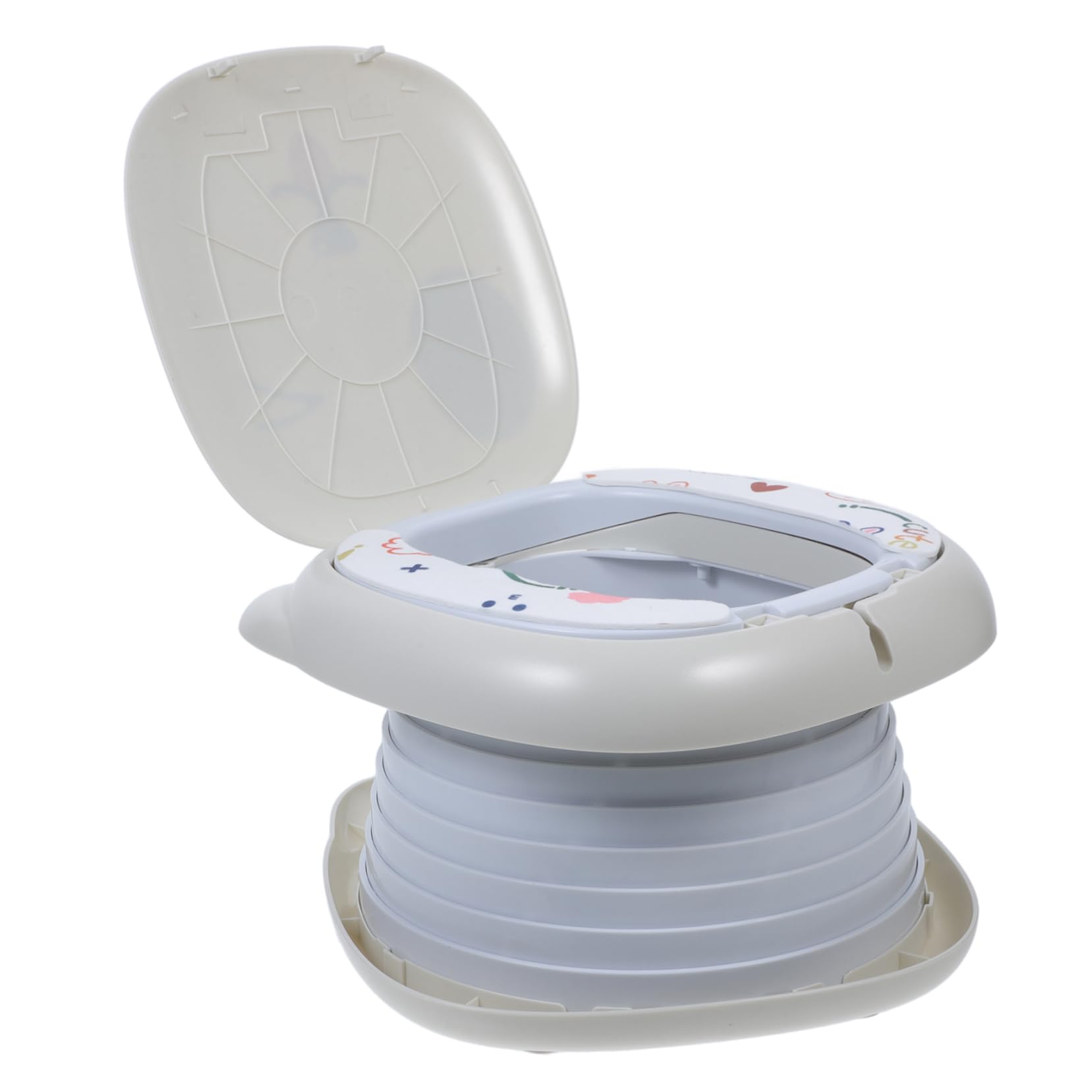 GREENADSCAPE Foldable Portable Potty for Kids - Light Grey Plastic Travel Toilet for Toddlers | Perfect for Camping, Road Trips & Outdoor Activities