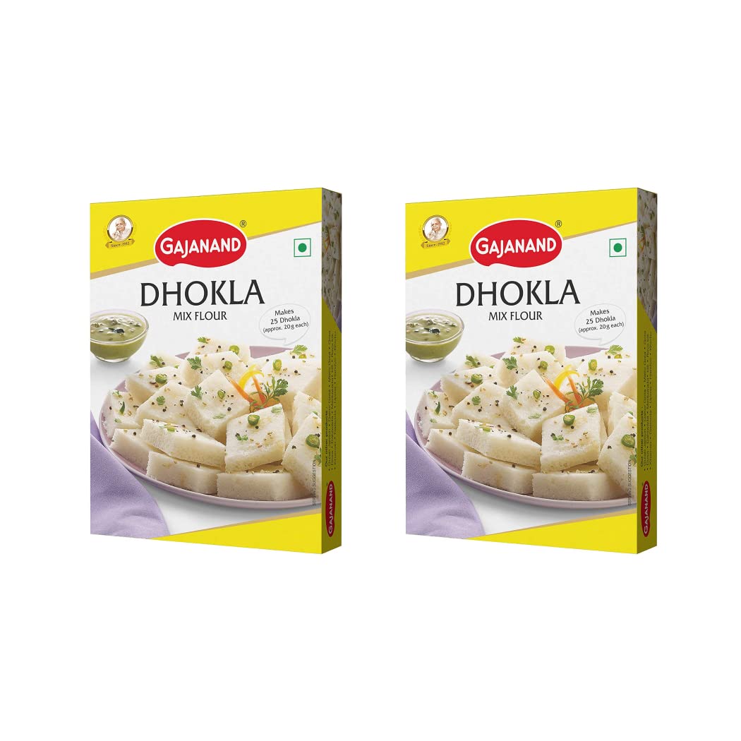GAJANAND Instant Dhokla Mix - 400g (Pack of 2) | Gluten-Free Gujarati Snack | High Nutrition, Light & Spongy | No Artificial Colors or Flavors | Easy 3-Step Preparation | Perfect with Chutneys for Breakfast, Tea Time or Party Snacks