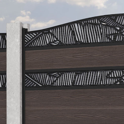 Classic Feather Curved Top Split Screen Fence Panel - Mid Brown - Fits Existing Concrete Posts - Perfect for Privacy Fencing, Garden Borders & Backyard Decoration