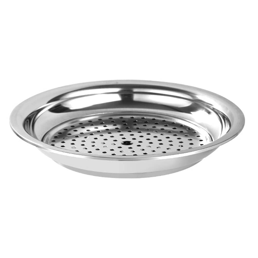 Stainless Steel Double Layer Dinner Plates 28CM - Hemoton Draining Dishes, Dumpling Plate & Serving Tray for Kitchen | Perfect for Pasta, Salad, Sushi & Party Food Serving (Silver)