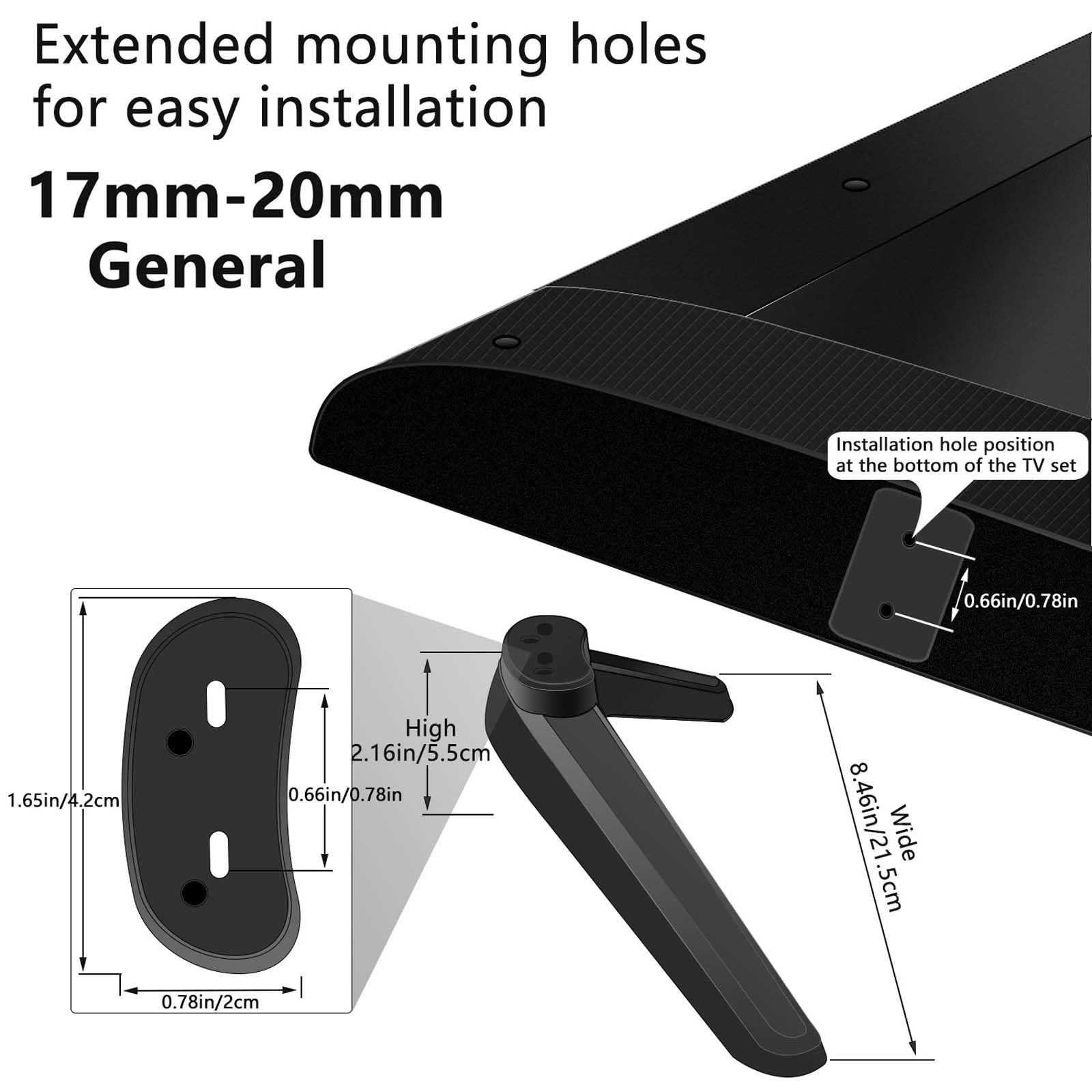 Universal TV Stand Legs with Screws - Replacement TV Table Stand Legs for Most LED Plasma Flat Screen TVs - Perfect for Living Room, Bedroom & Office Setup