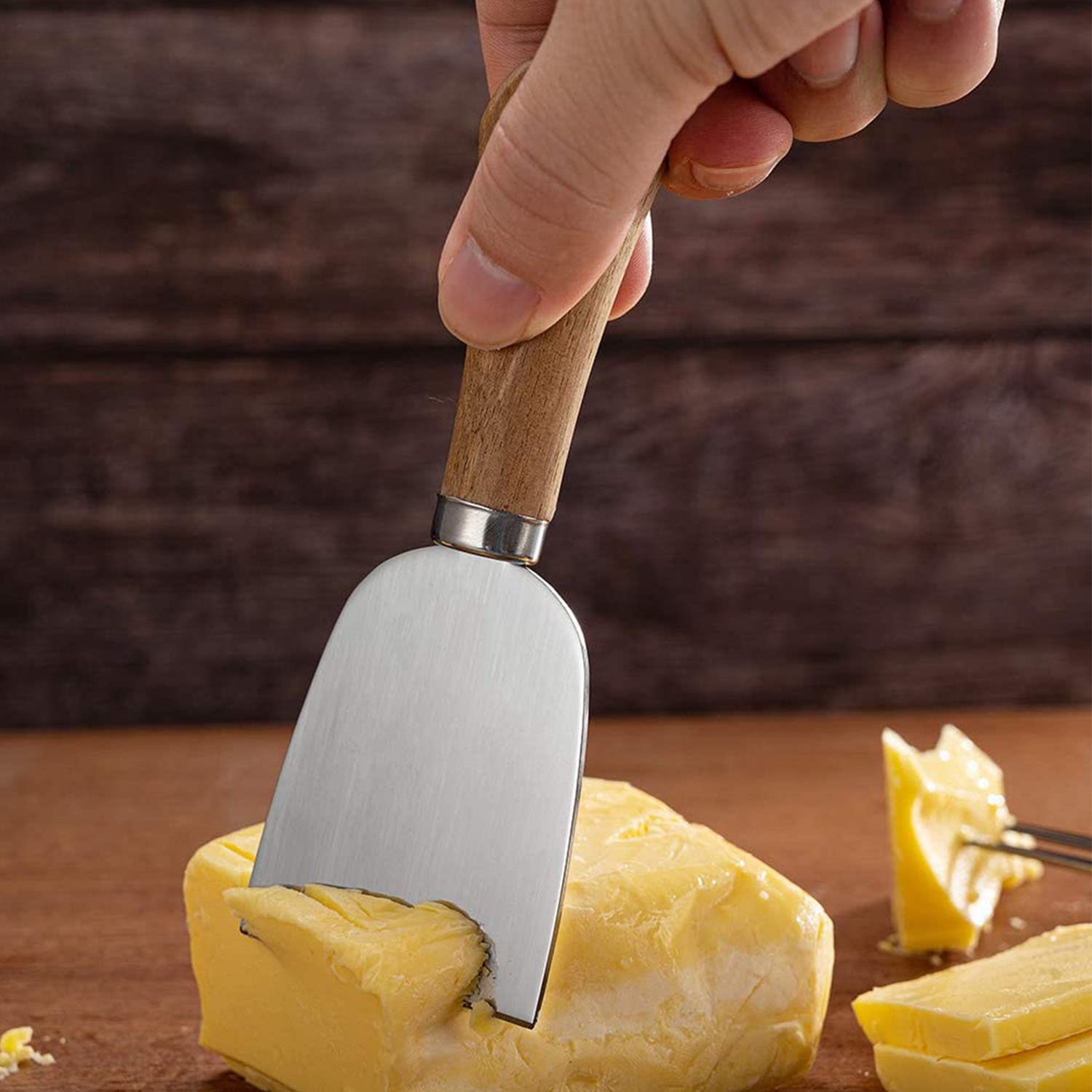 Premium Cheese Knives Set with Wooden Handle - Mini Serving Tongs, Spoons, Forks & Toothpick Flags - Perfect for Party, Christmas, Charcuterie Boards & Wine Tasting Events