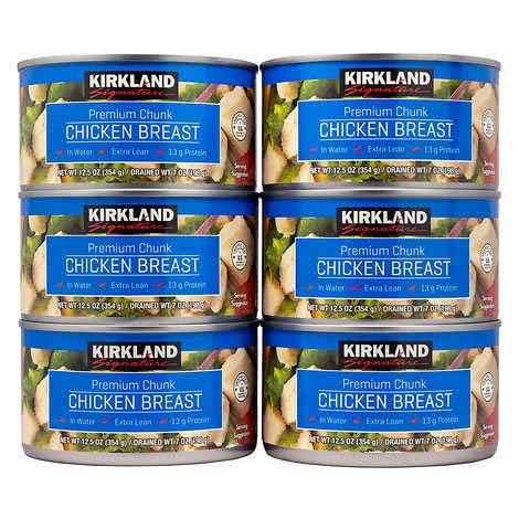 Kirkland Premium Chunk Chicken Breast in Water - 12.5 oz Cans (Pack of 6) - High Protein, Low Fat - Perfect for Chicken Salad, Quesadillas, Soups, Casseroles & Meal Prep