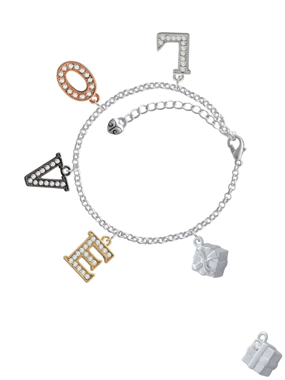 Delight Jewelry 3D Gift Box with Bow - Multi-Color Crystal Love Charm Bracelet (6+2