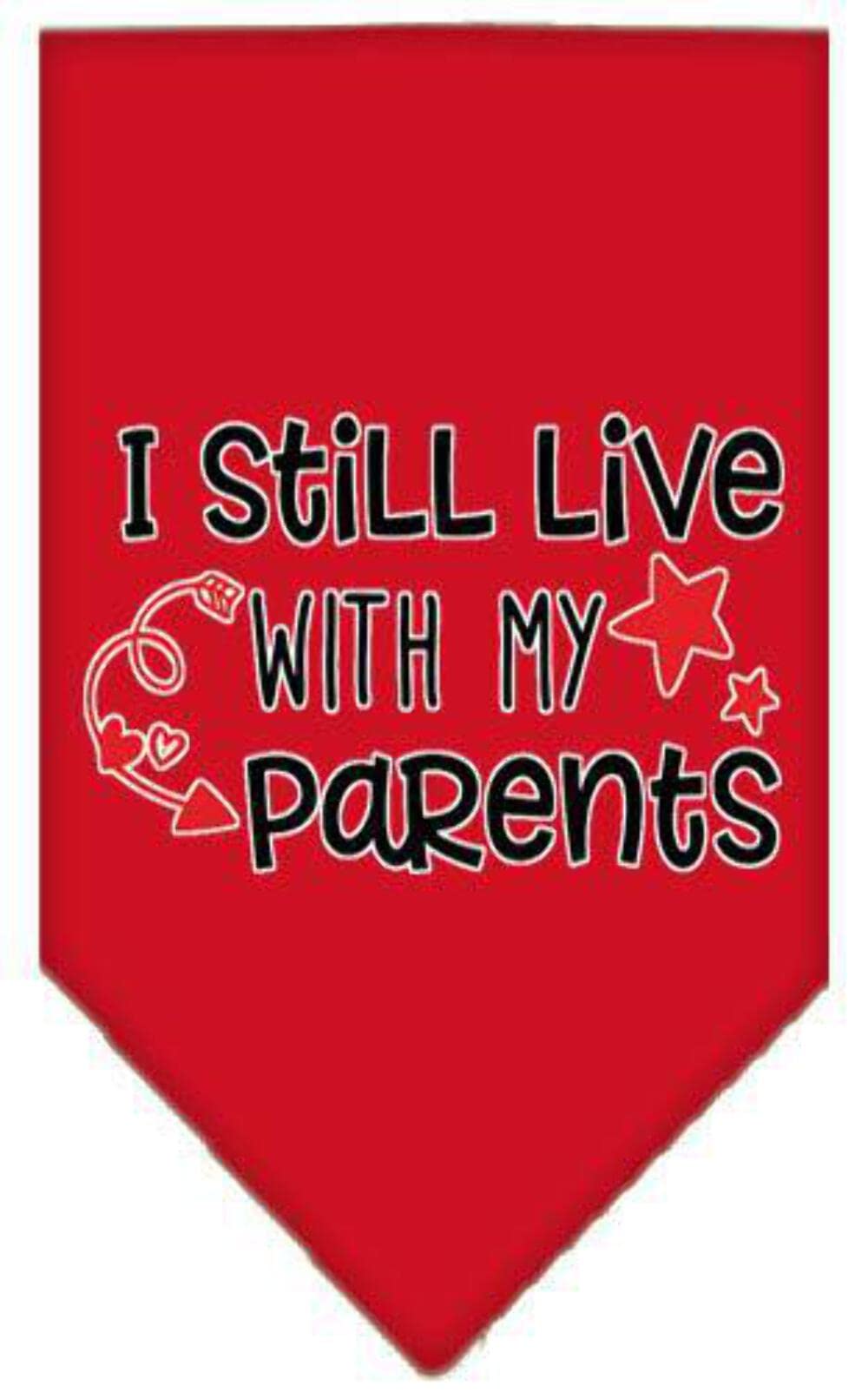 Funny Pet Bandana for Dogs - 'I Still Live With My Parents' Screen Printed Red Small Dog Bandana - Perfect for Pet Parties, Costume Events & Photo Shoots