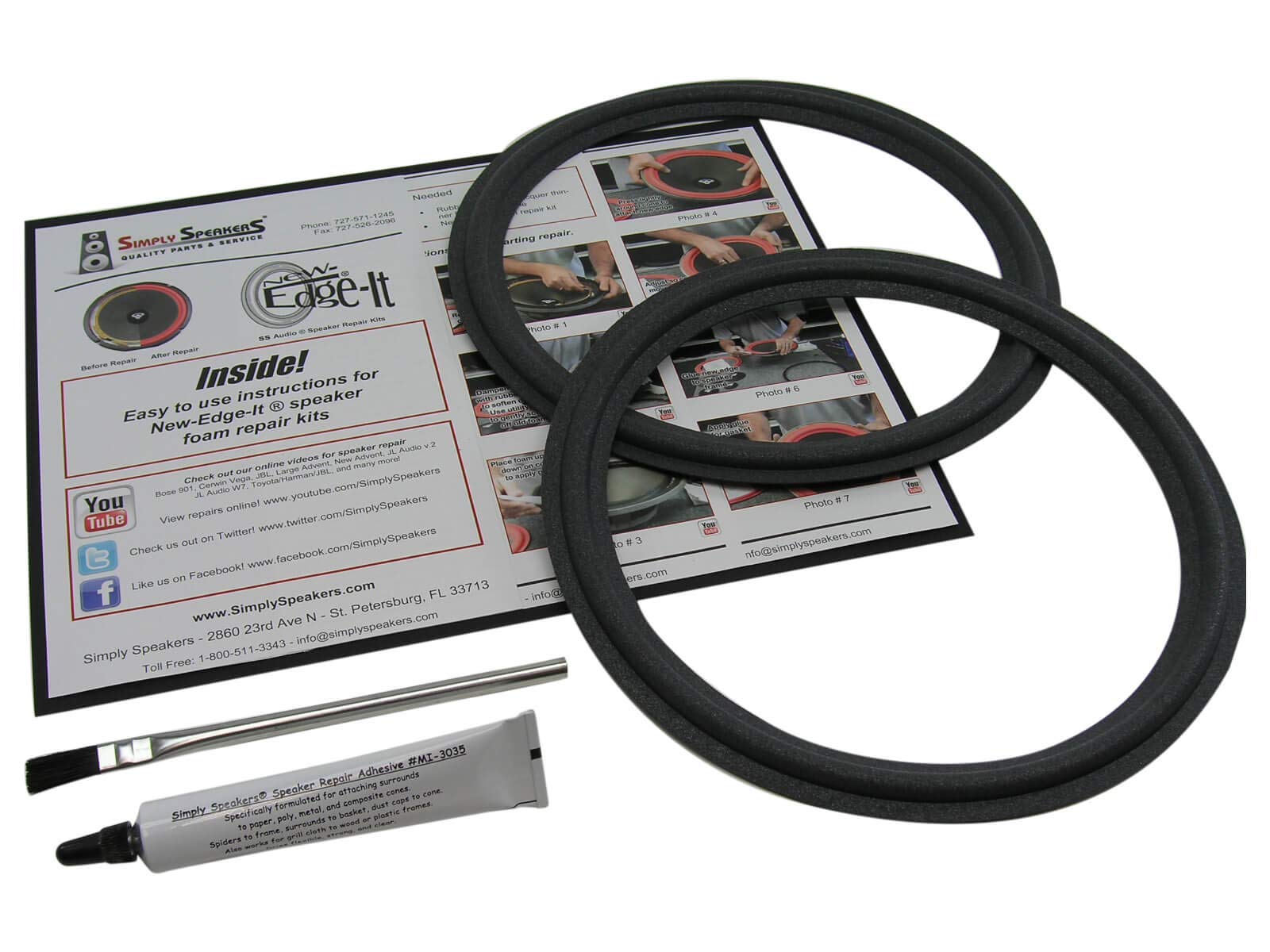 Simply Speakers 10 Inch Foam Edge Repair Kit for JBL LE10, LE111, FSK-9JBL (Pair) - Perfect for Home Audio and Studio Speaker Restoration