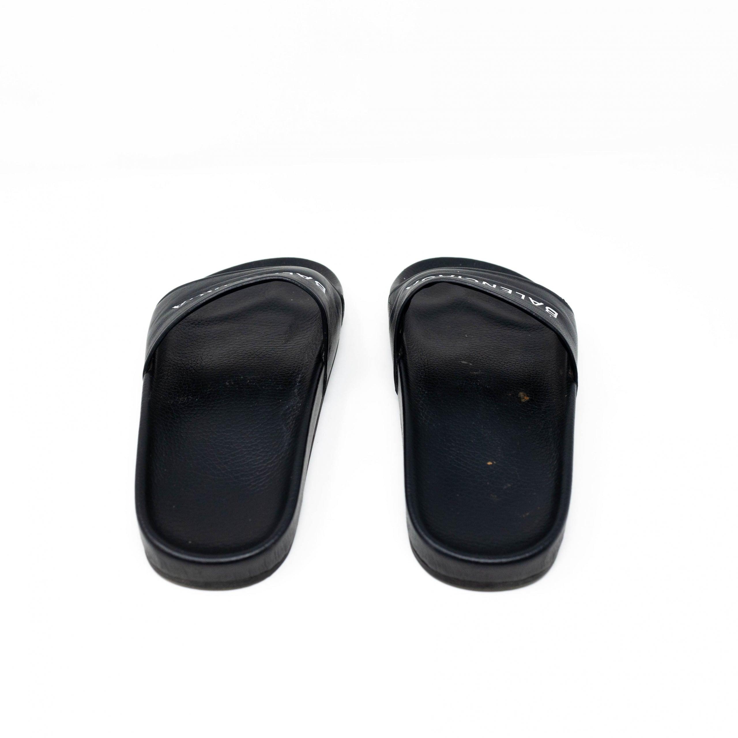 Balenciaga Black Logo Slides Size 36 - Comfortable Luxury Slides for Men & Women - Perfect for Beach, Pool, and Casual Wear