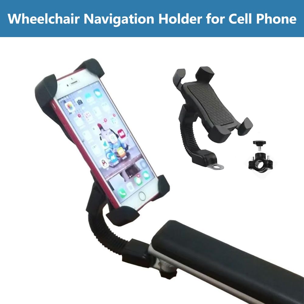 360° Adjustable Wheelchair Phone Holder for 3.5