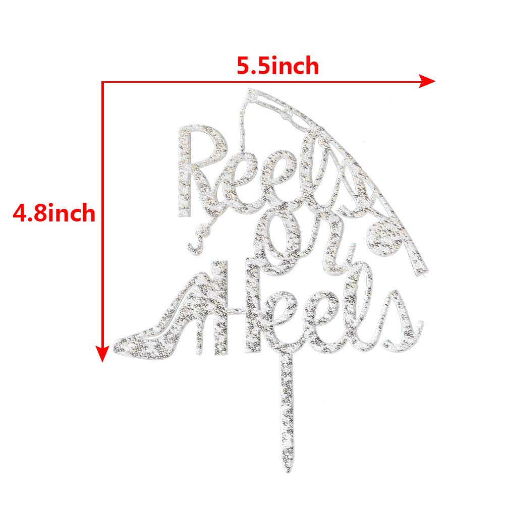 Gender Reveal Cake Topper - Silver Glitter Acrylic Baby Shower Decor for Reels or Heels Theme Party | Perfect for Gender Reveal Parties, Baby Showers & Celebrations