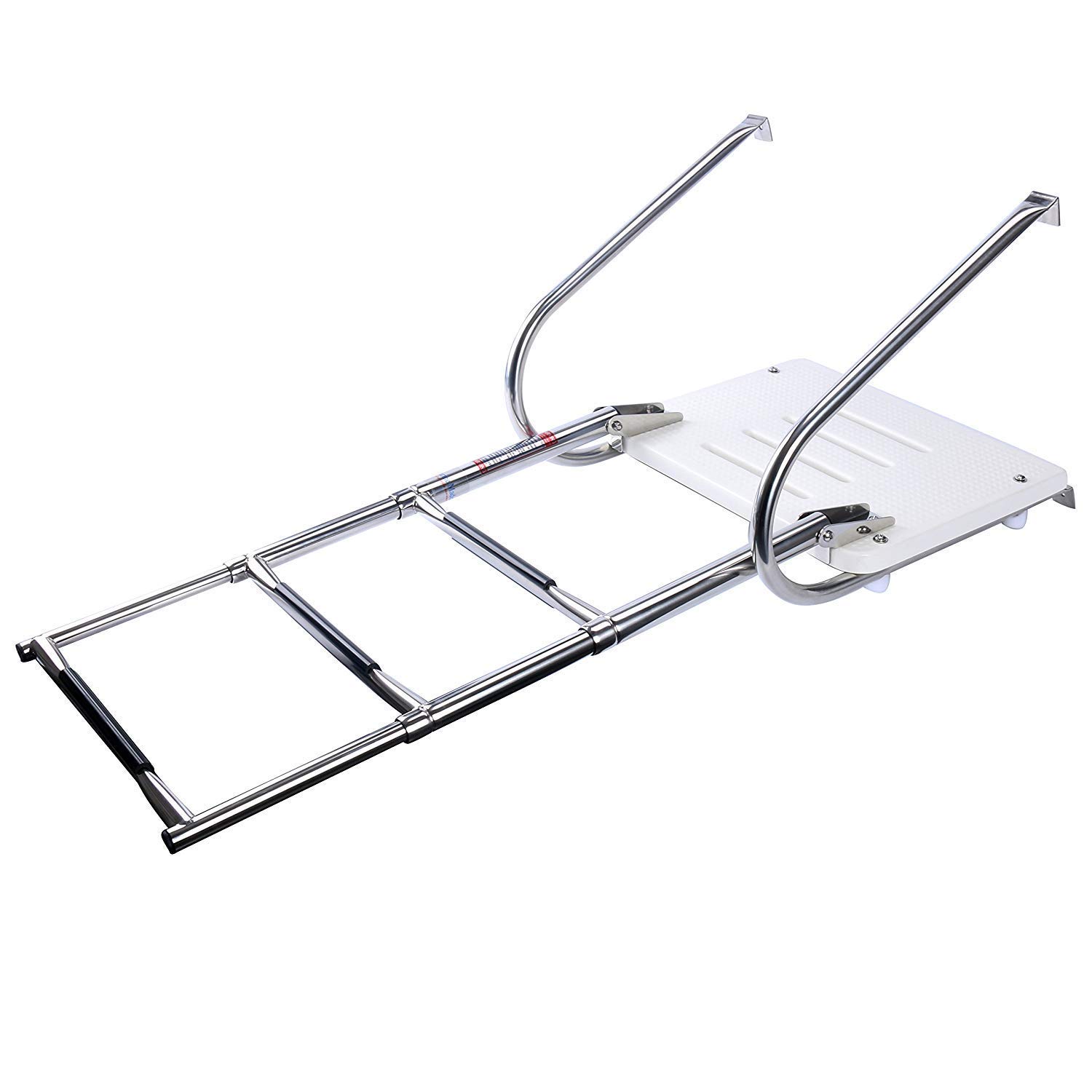 **Amarine Made 3-Step Telescoping Boat Ladder - Stainless Steel Swim Platform for Inboard/Outboard Boats, Pontoons & Docks - Collapsible Design with 2 Handrails - Perfect for Swimming, Boarding & Water Sports**