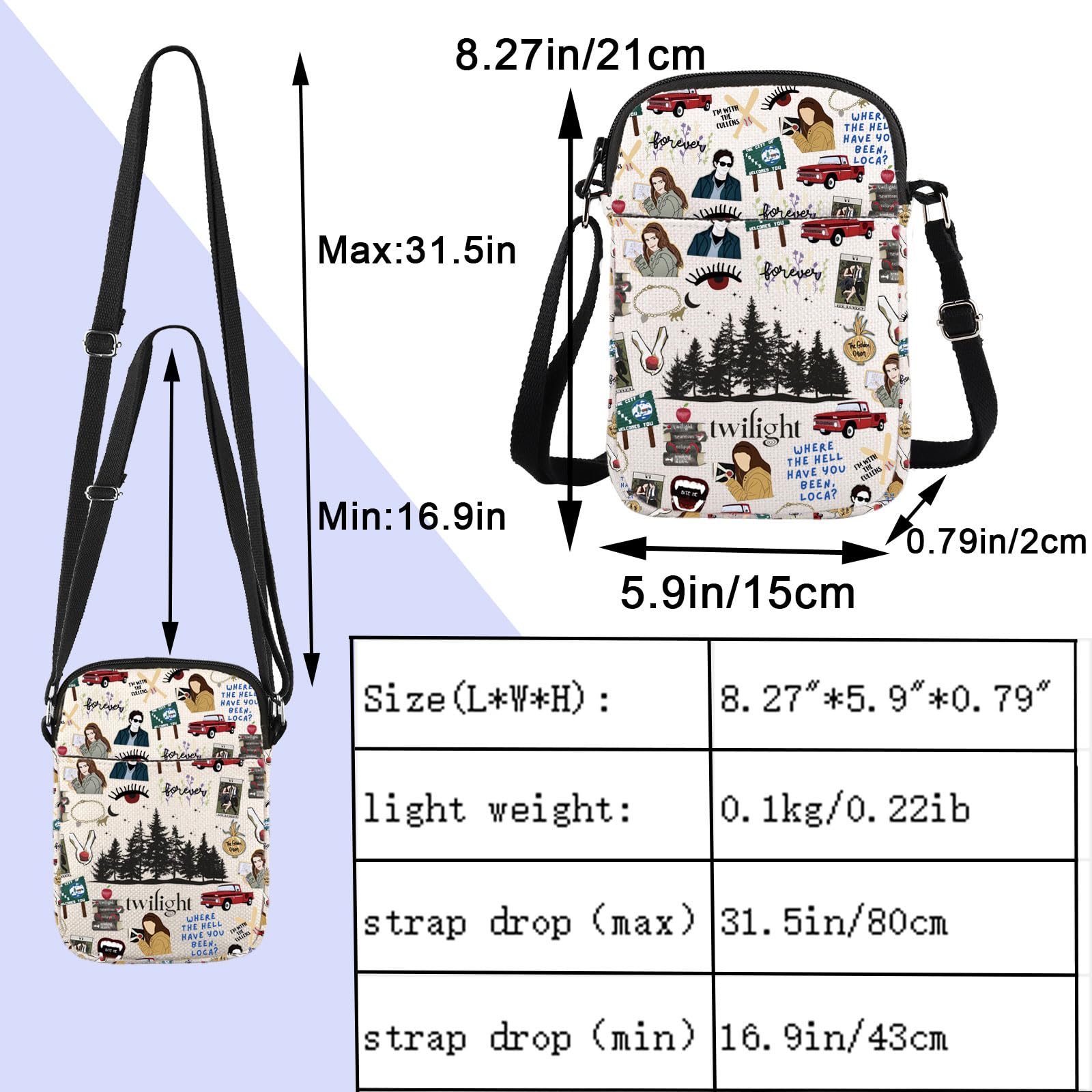 Ensianth Vampire Themed Crossbody Messenger Bag - Gothic Gift for Halloween, Cosplay & Dark Fashion Accessories | Perfect for LARP, Parties & Everyday Use