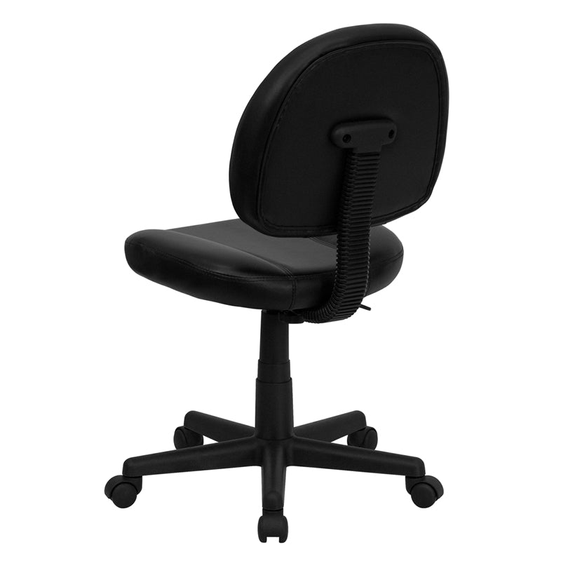 FLASH Ronald Mid Back Black LeatherSoft Swivel Ergonomic Office Chair with Adjustable Back Depth - Perfect for Home Office, Gaming & Workspace Comfort