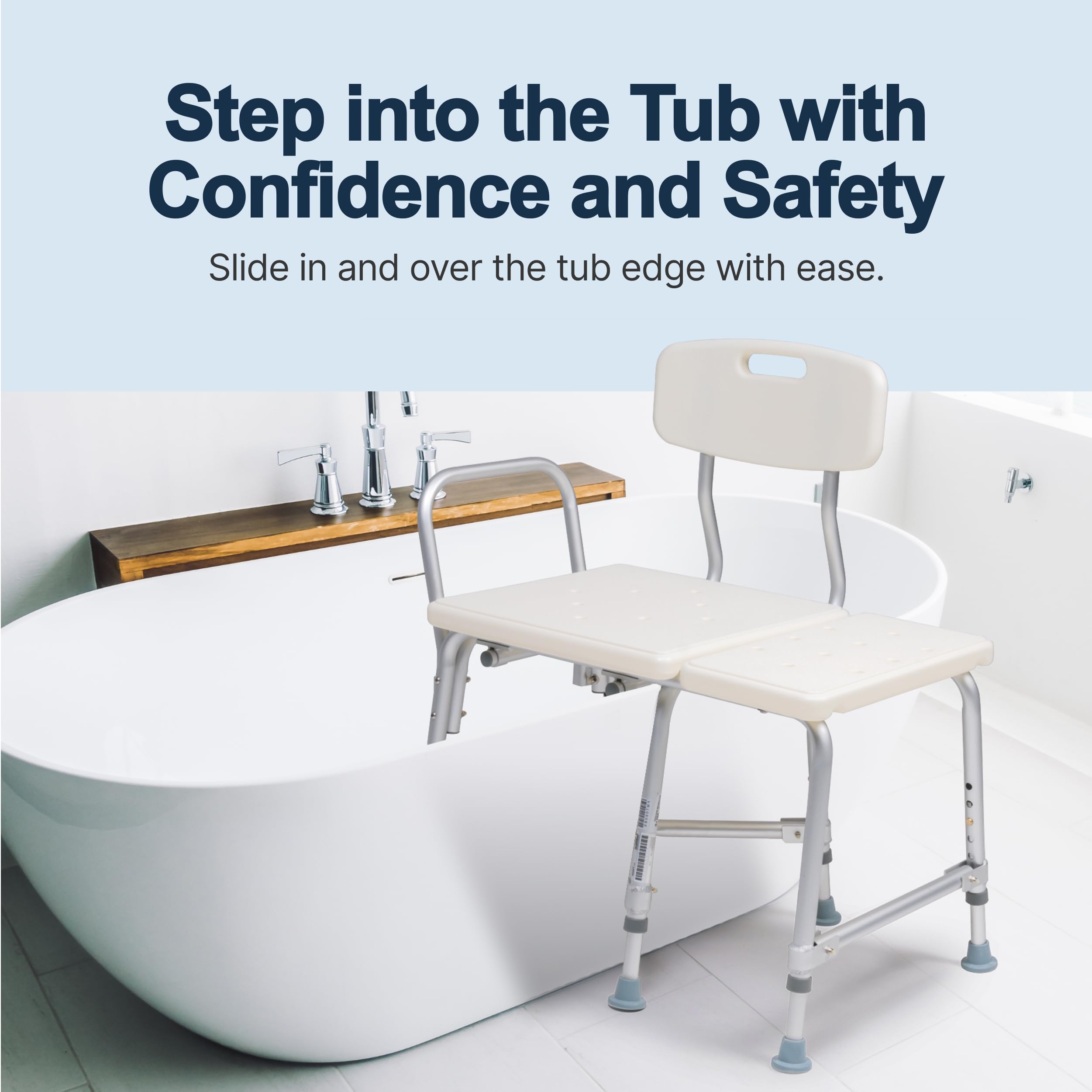 Lumex Heavy-Duty Bariatric Shower Transfer Bench - Extra Wide Bathtub Chair with 600 lb Weight Capacity - Ideal for Elderly & Disabled Bathroom Safety