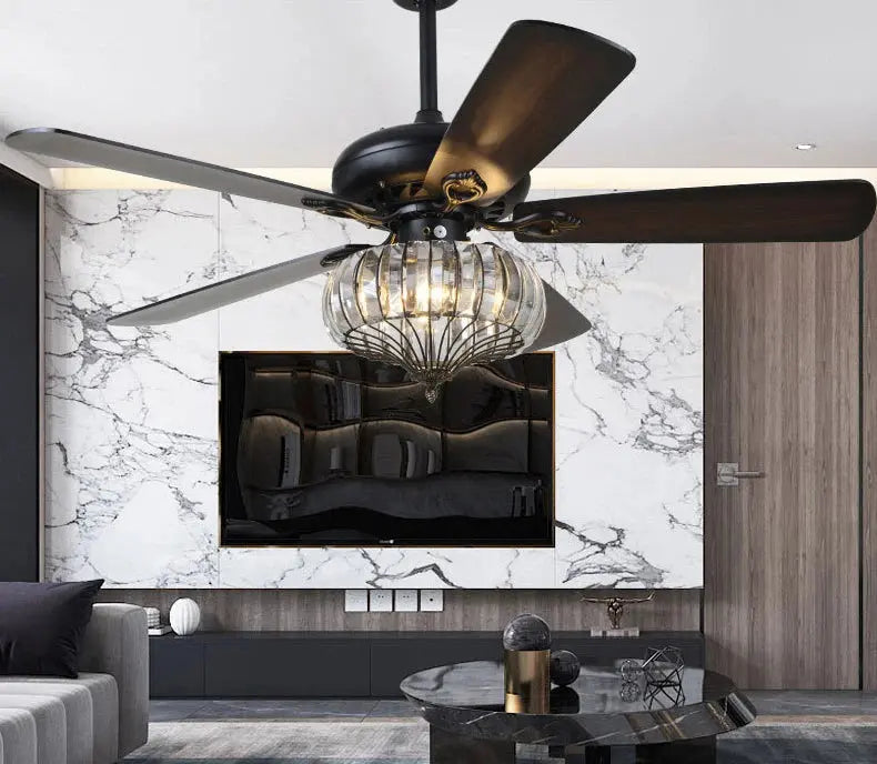 52 Inch Tulis Chandelier Ceiling Fan with LED Light - Modern Crystal Ceiling Fan for Living Room, Bedroom & Dining Room - Remote Control & Reversible Motor for Year-Round Comfort