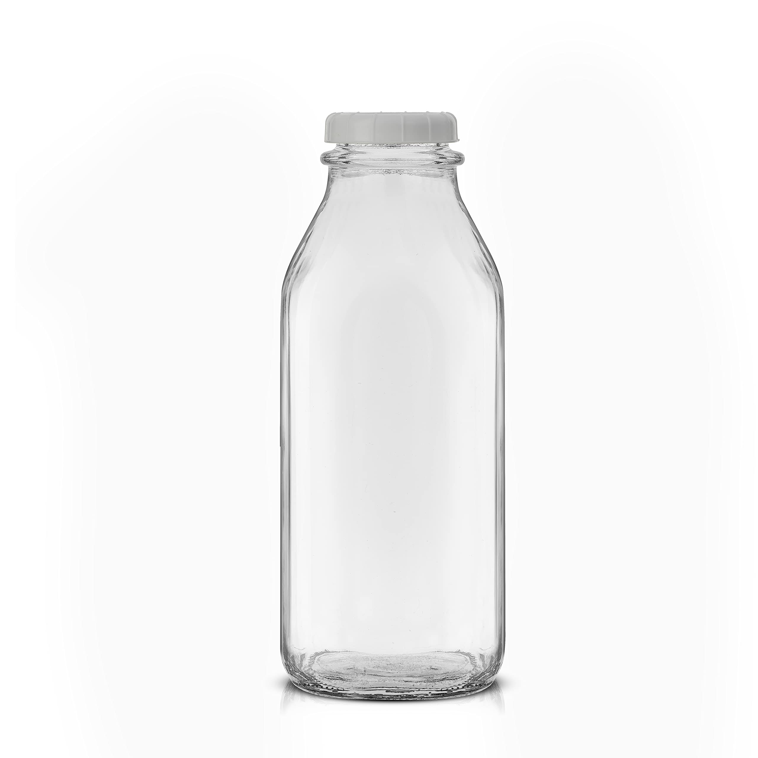 JoyJolt 32 Oz Glass Milk Bottles with Lids & Pourer - 3 Pack Airtight, Leakproof, BPA-Free Food Grade Pitcher | Reusable Heavy Duty Glass Jugs for Milk, Juice, Water | Dishwasher Safe for Kitchen, Restaurant, Camping & Meal Prep