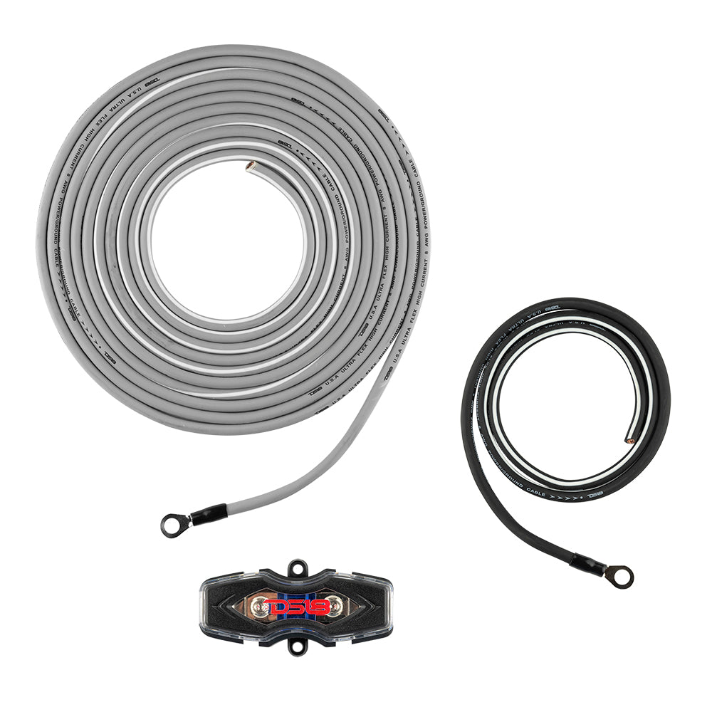 8 Gauge CCA Amplifier Wiring Kit - Silver | High-Performance Car Audio Installation for Amplifiers & Subwoofers | Perfect for DIY Car Stereo Upgrades & Professional Installations