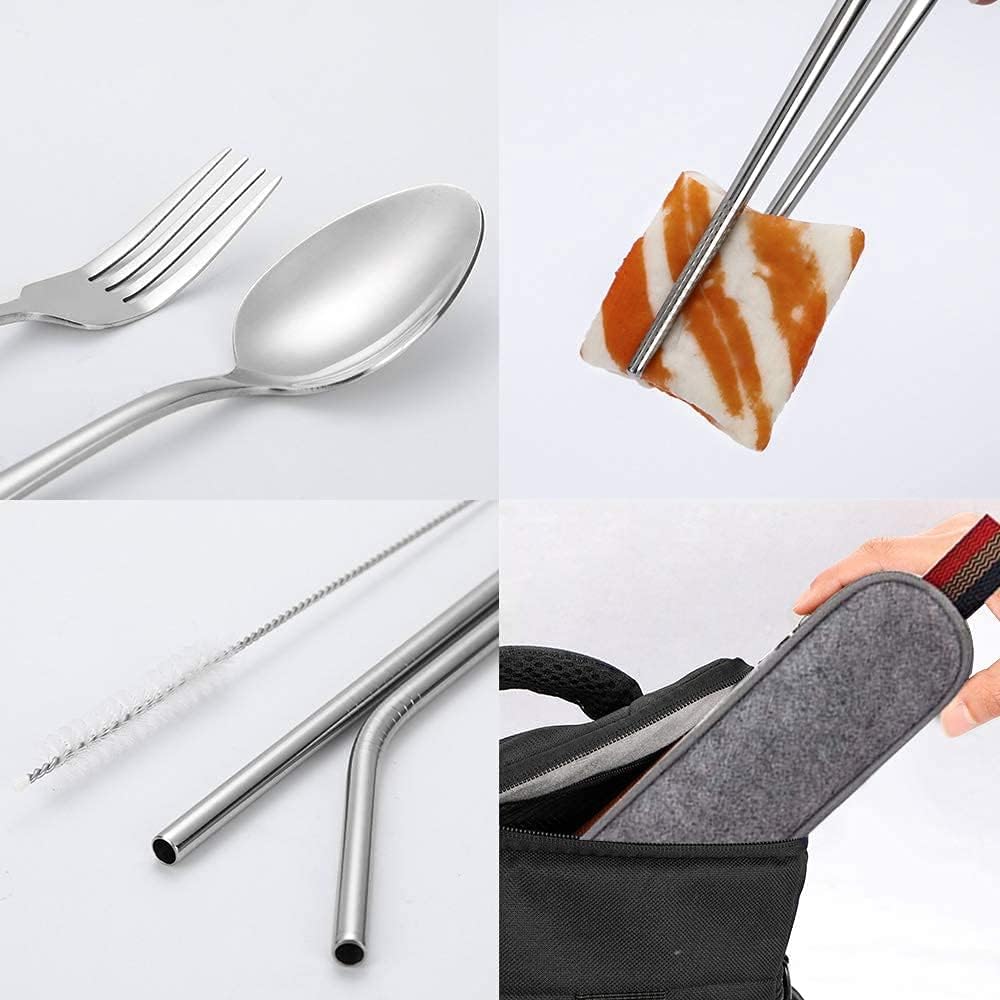 Kagbeni 8-Piece Travel Cutlery Set - Stainless Steel Utensils with Case for Camping & Outdoor
