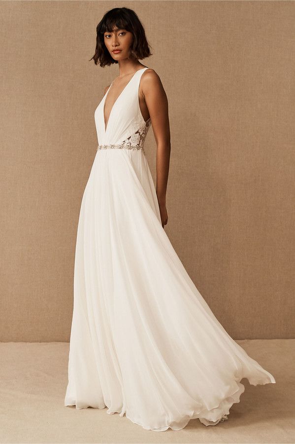 Jenny Yoo Elinor Wedding Gown - Elegant A-Line Bridal Dress with Lace Details | Perfect for Beach, Church & Formal Weddings