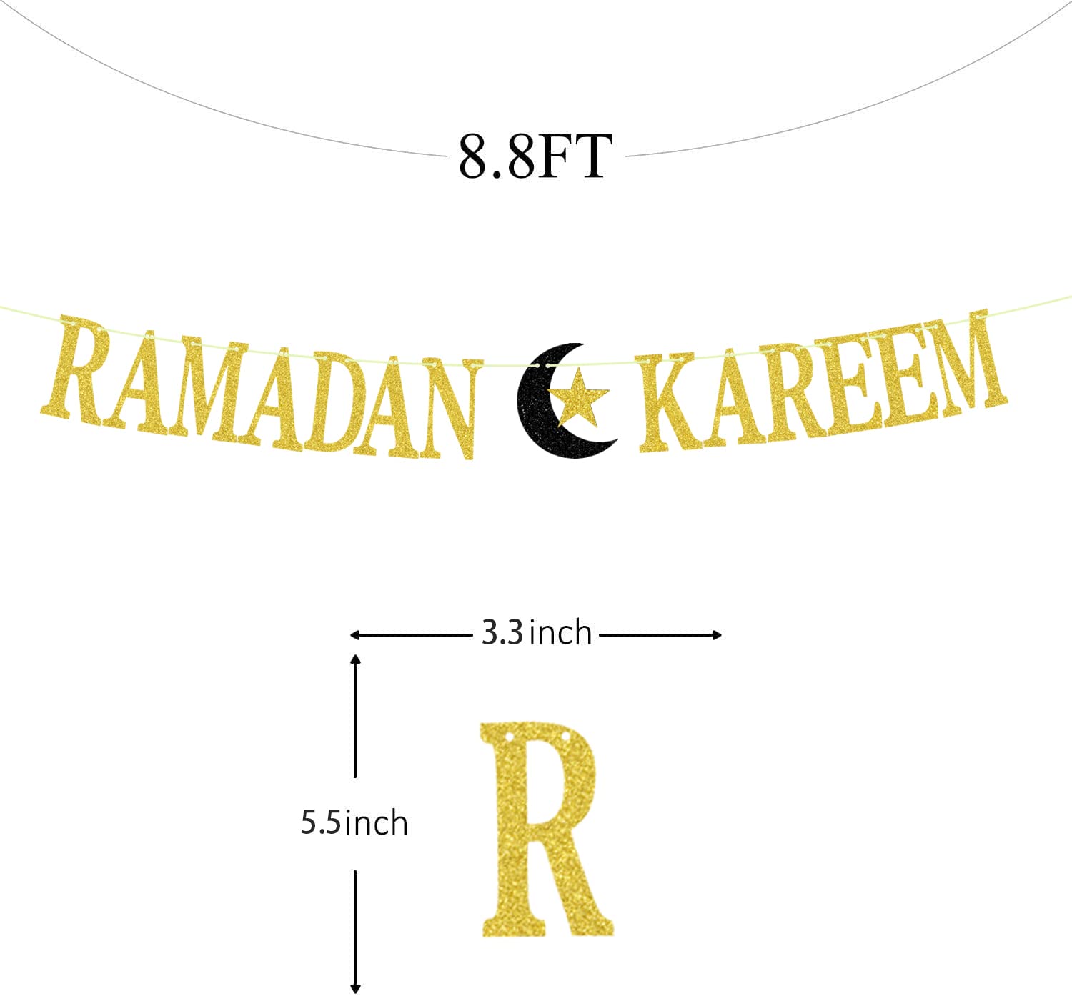 Ramadan Kareem Banner - Happy Eid Decorations for Islamic Festival & Party Supplies - 2023 Hajj Mubarak & Umrah Mubarak Decor - Perfect for Home, Mosque & Community Celebrations
