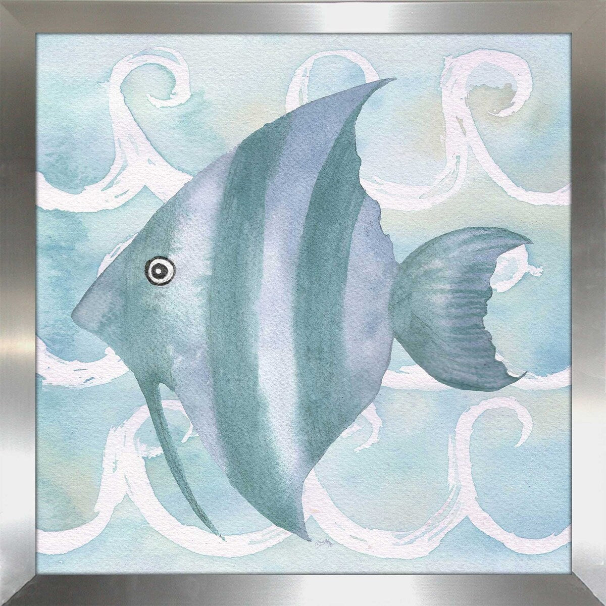 Azure Sea Creatures IV Square Print on Acrylic - Stunning Ocean-Themed Wall Art for Living Room, Office & Beach House Decor