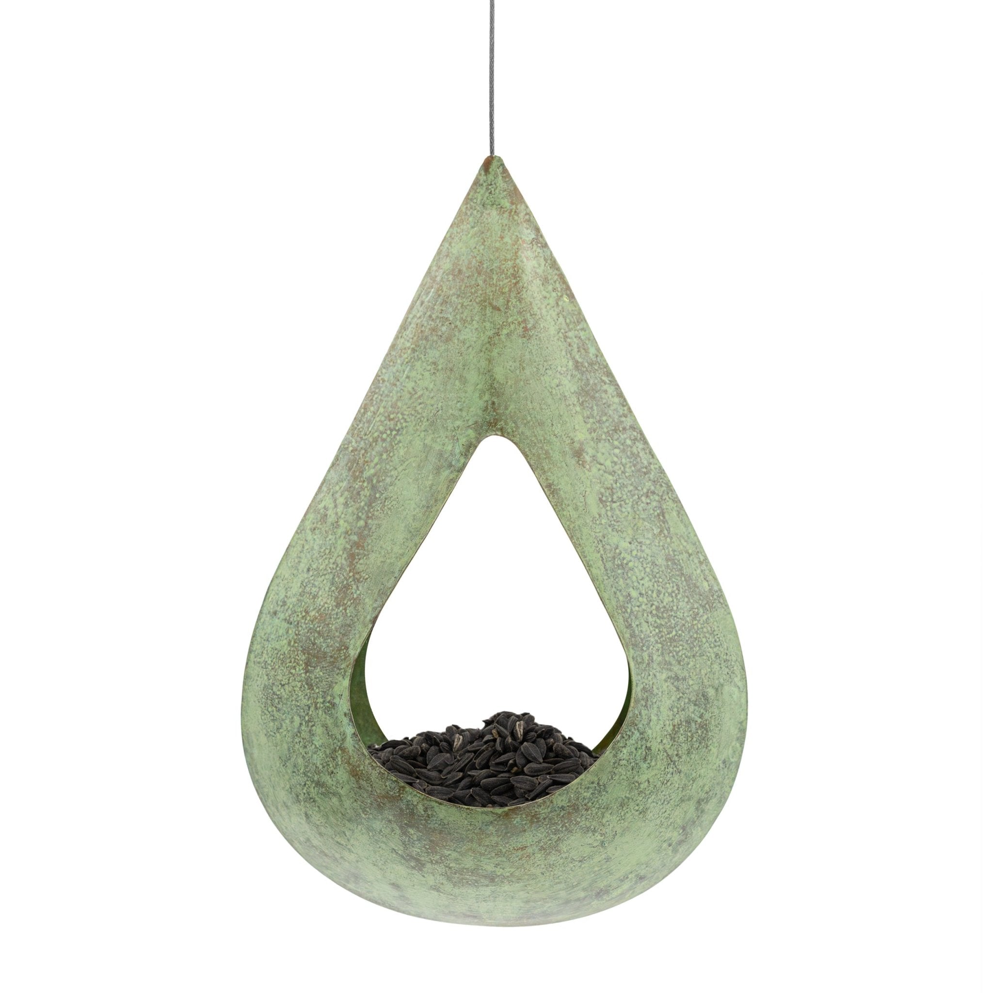 Verde Copper Rain Drop Fly-Thru Bird Feeder - Durable Outdoor Garden Decor for Attracting Wild Birds - Perfect for Backyards, Patios & Nature Lovers