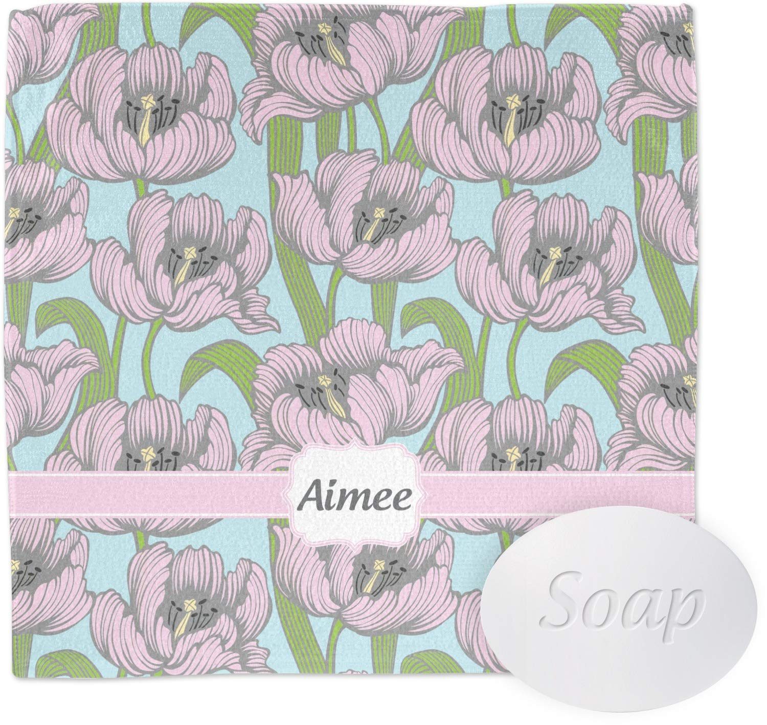Custom Personalized Wild Tulips Washcloth - Soft & Absorbent Cotton Hand Towel for Bathroom, Spa, Baby Care & Home Decor