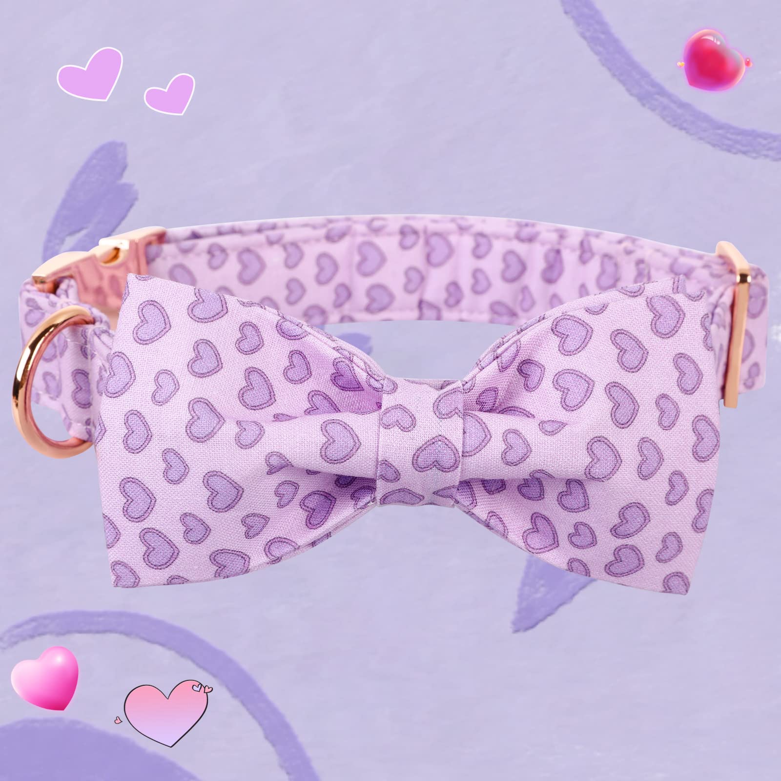 Valentine's Day Dog Collar with Bow - Elegant Heart Bowtie Pet Collar for Small Dogs | Perfect for Valentine's Gifts, Pet Parties & Photo Shoots