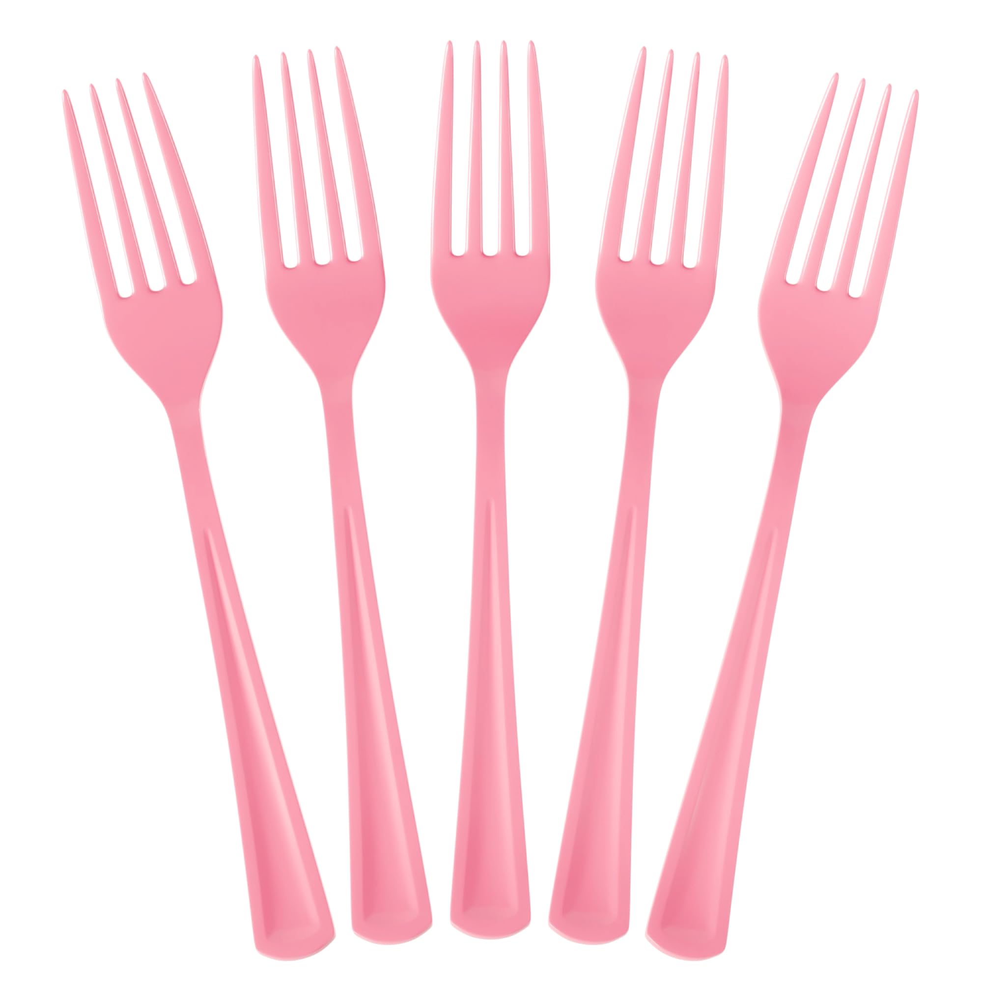 50-Pack Heavy Duty Pink Plastic Forks - Disposable Cutlery Set for Parties, Picnics, BBQs & Events - Durable Plastic Flatware for Birthday Supplies, Wedding Tableware & Outdoor Dining