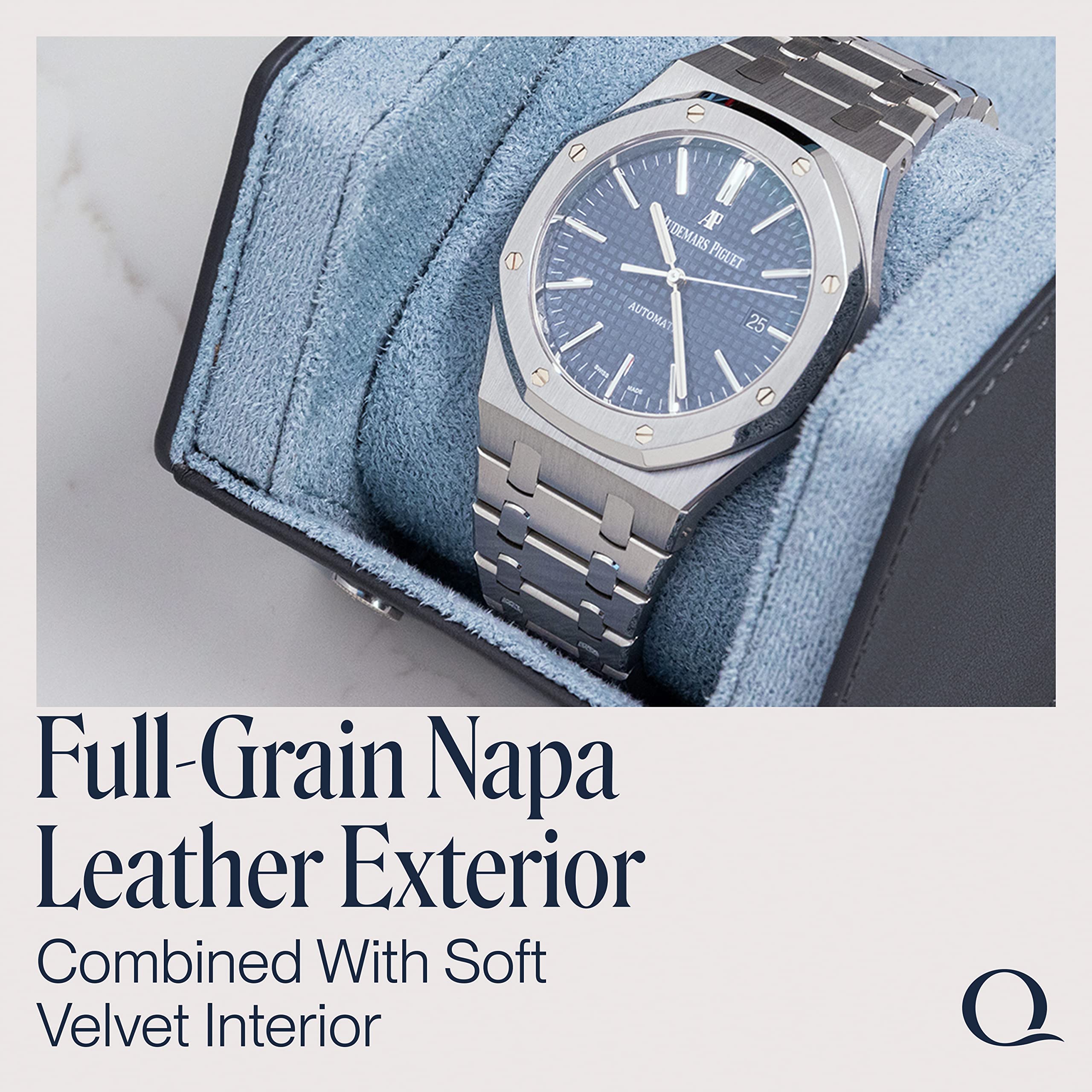 Premium Genuine Napa Leather Watch Case for Men - Hexagon Single & Double Watch Roll Travel Organizer with Velvet Interior - Luxury Storage & Display Holder for 1-2 Watches - Perfect for Travel, Business Trips & Watch Collection Display