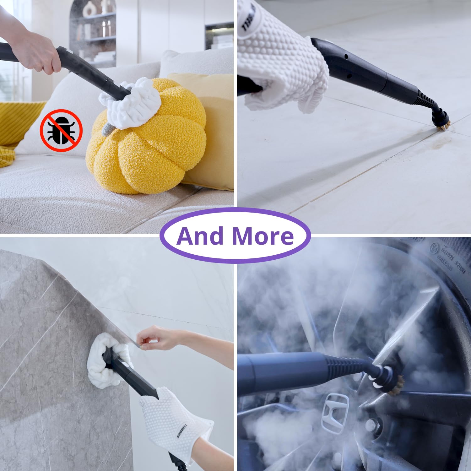 **Awasky Portable Handheld Steam Cleaner - 50-Second Fast Heat Up, Detachable Hose, Multi-Surface Steamer for Home, Car, Furniture, Tile & Grout Cleaning (Grey) - Perfect for Deep Cleaning Upholstery, Floors & Bathrooms**