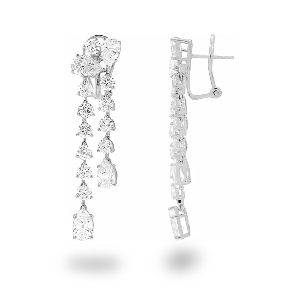 10.0 Carat Round & Pear Cut Diamond Dangle Earrings for Women - Elegant Wedding, Party & Evening Wear Jewelry Gift
