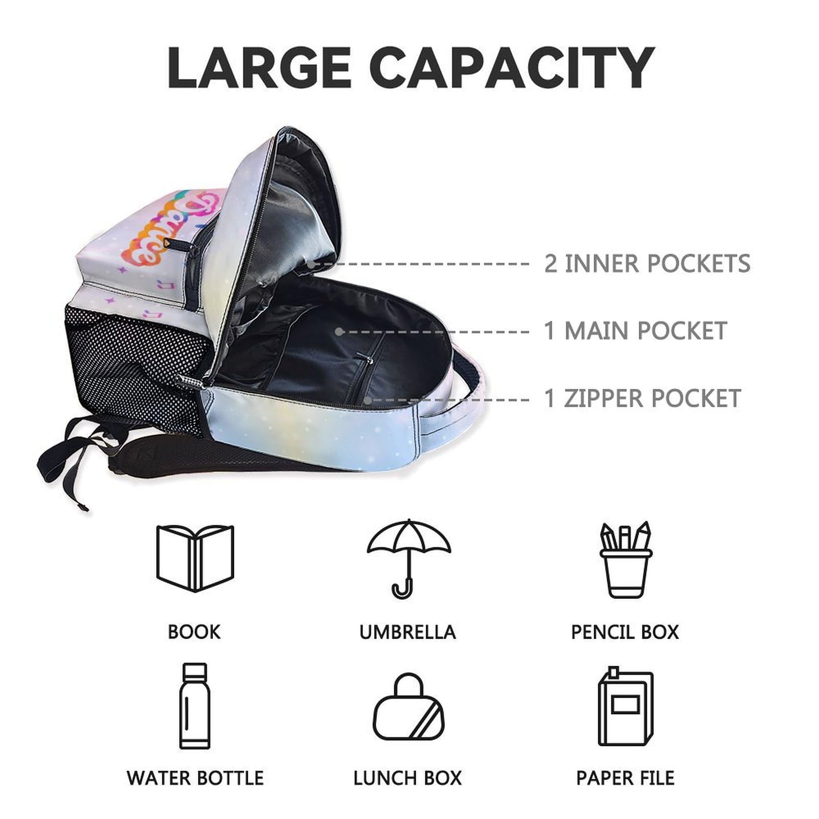 **Cute 17 Inch Lightweight School Backpack for Girls 10-12 - Colorful Dance Bookbag for Kids, Perfect for School, Dance Class & Travel**
