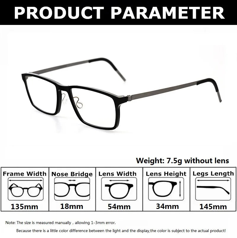 Stylish Aimee Unisex Full Rim Square Titanium Acetate Eyeglasses Frame 1228 - Perfect for Work, Reading & Everyday Fashion