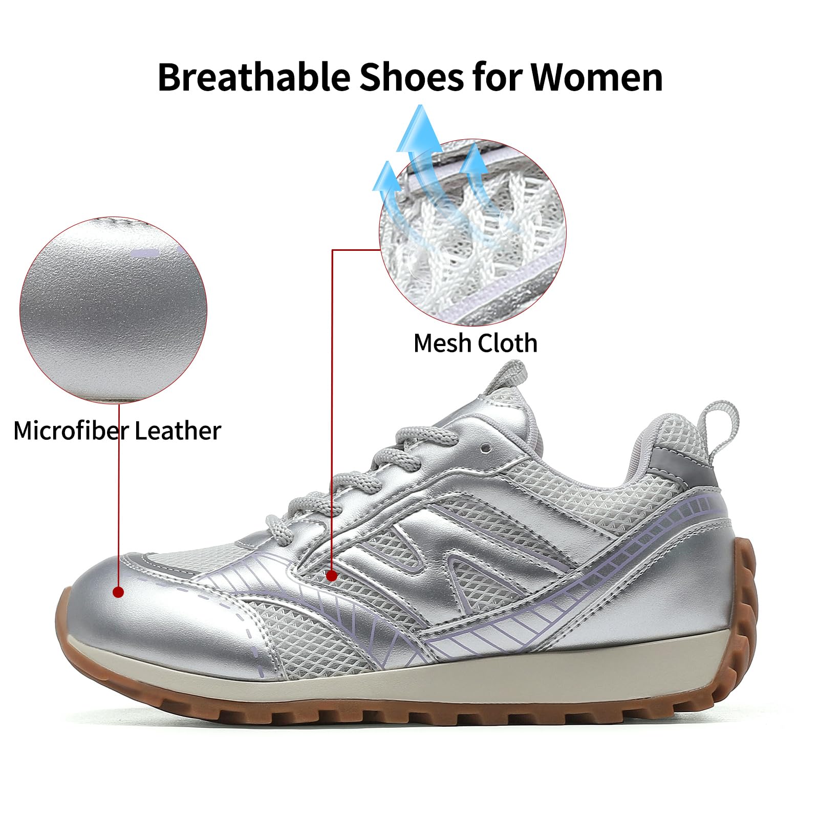 Somiliss Women's Walking Shoes - Wide Toe Box Non-Slip Casual Sneakers | Breathable Mesh & Microfiber Leather Tennis Shoes for Women | Perfect for Walking, Gym, Work & Everyday Comfort