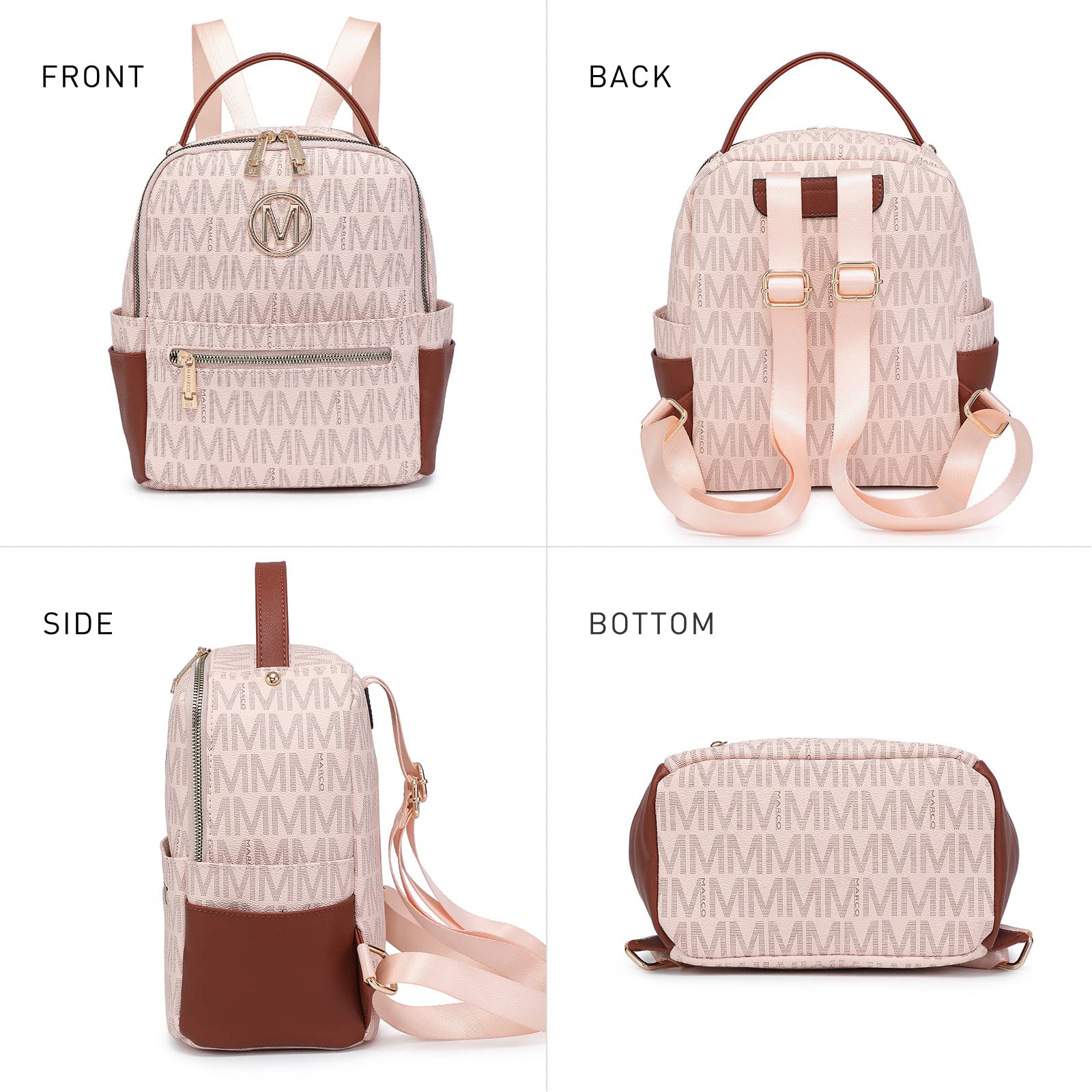 MKP Small Backpack Purse for Women - Stylish & Functional Daypack with Multiple Pockets & Front Zip Pocket - Perfect for Travel, Work, School & Everyday Use