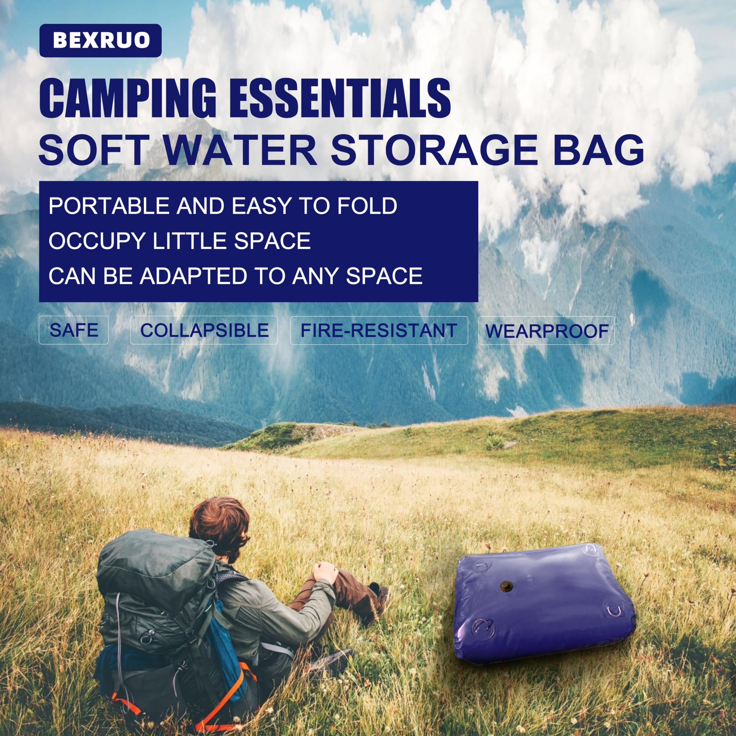 50 Gallon Portable Water Storage Bladder - Foldable Large Capacity Water Tank for Agricultural Irrigation, Camping, Firefighting & Outdoor Use | Emergency Water Supply, RV Travel, Disaster Preparedness & Home Storage