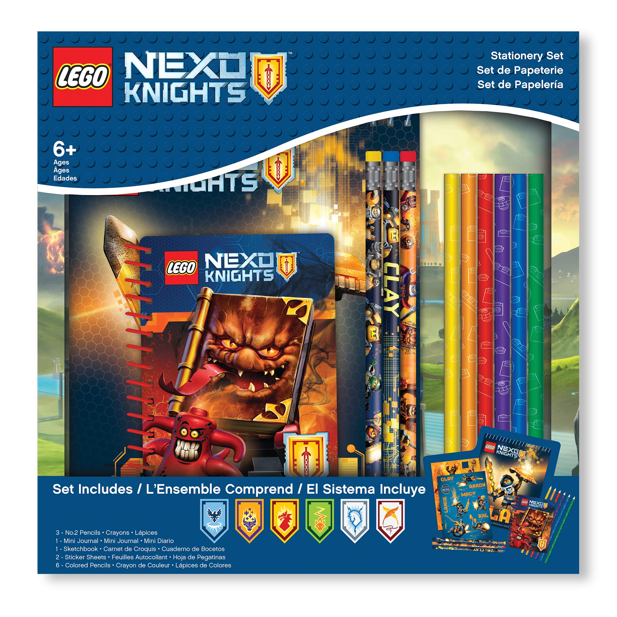 LEGO Nexo Knights 13-Piece Stationery Sketchbook Set (51559) for Kids Ages 6+ - Perfect for School, Art Projects & Creative Play