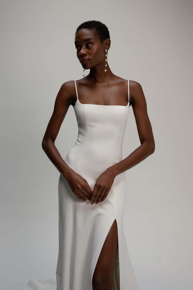 Jenny Yoo Emery Slit Gown - Elegant A-Line Wedding Dress with Side Slit for Brides, Prom & Formal Events