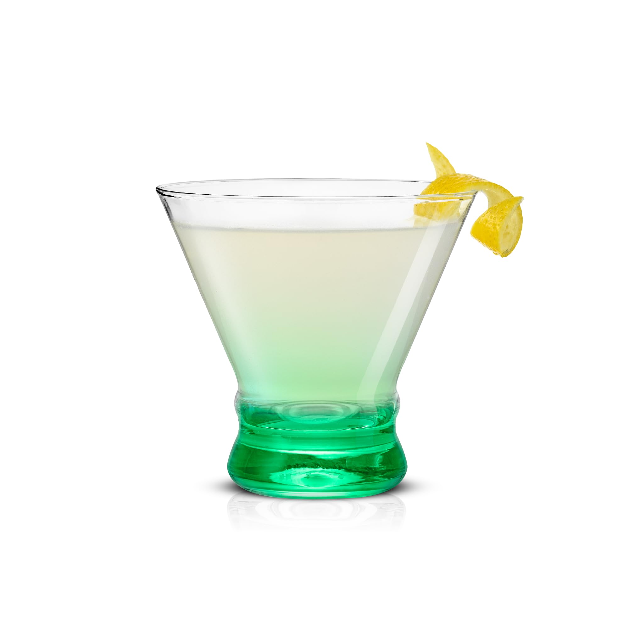 JoyJolt HUE 7oz Martini Glasses Set of 6 - Colorful Glass Base Cocktail Glasses for Margaritas, Juice & Shrimp Cocktails - Perfect for Home Bars, Parties & Entertaining