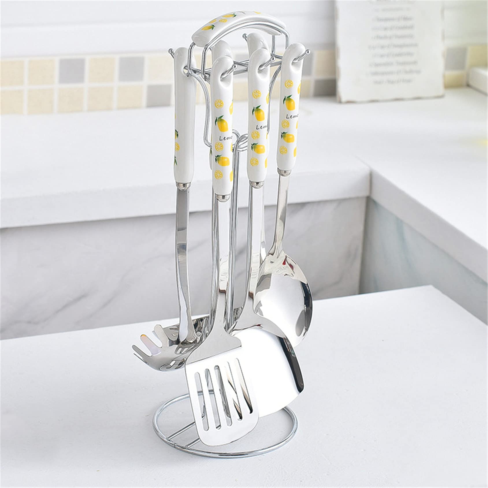 Premium 12-Piece Kitchen Utensil Set with Holder - Stainless Steel Soup Ladle, Slotted Spatula, Skimmer Spoon & Rice Paddle - Nordic Style Cookware for Cooking, Frying & Serving - Perfect for Home Chefs & Professional Kitchens