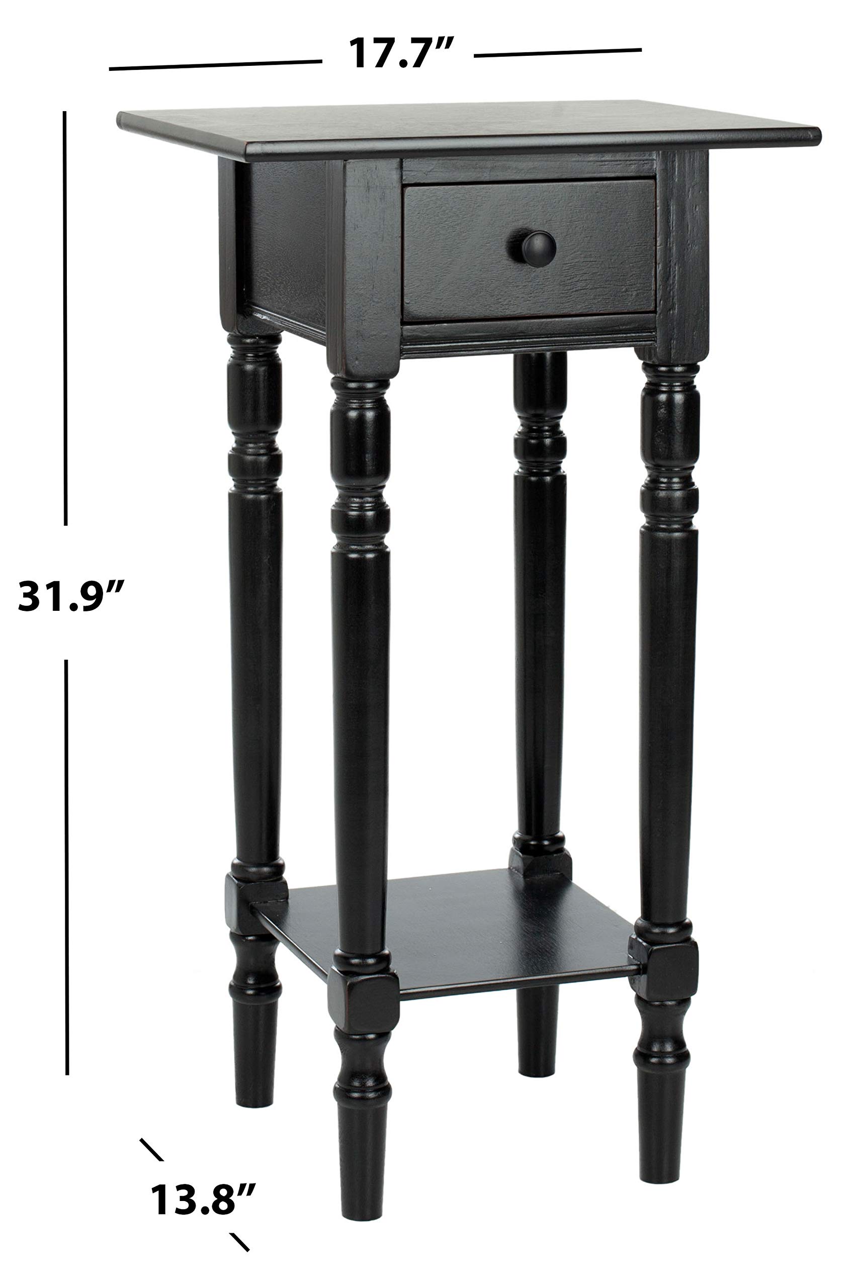 Distressed Black Side Table - Sabrina by Safavieh American Homes Collection | Vintage Style End Table for Living Room, Bedroom & Office