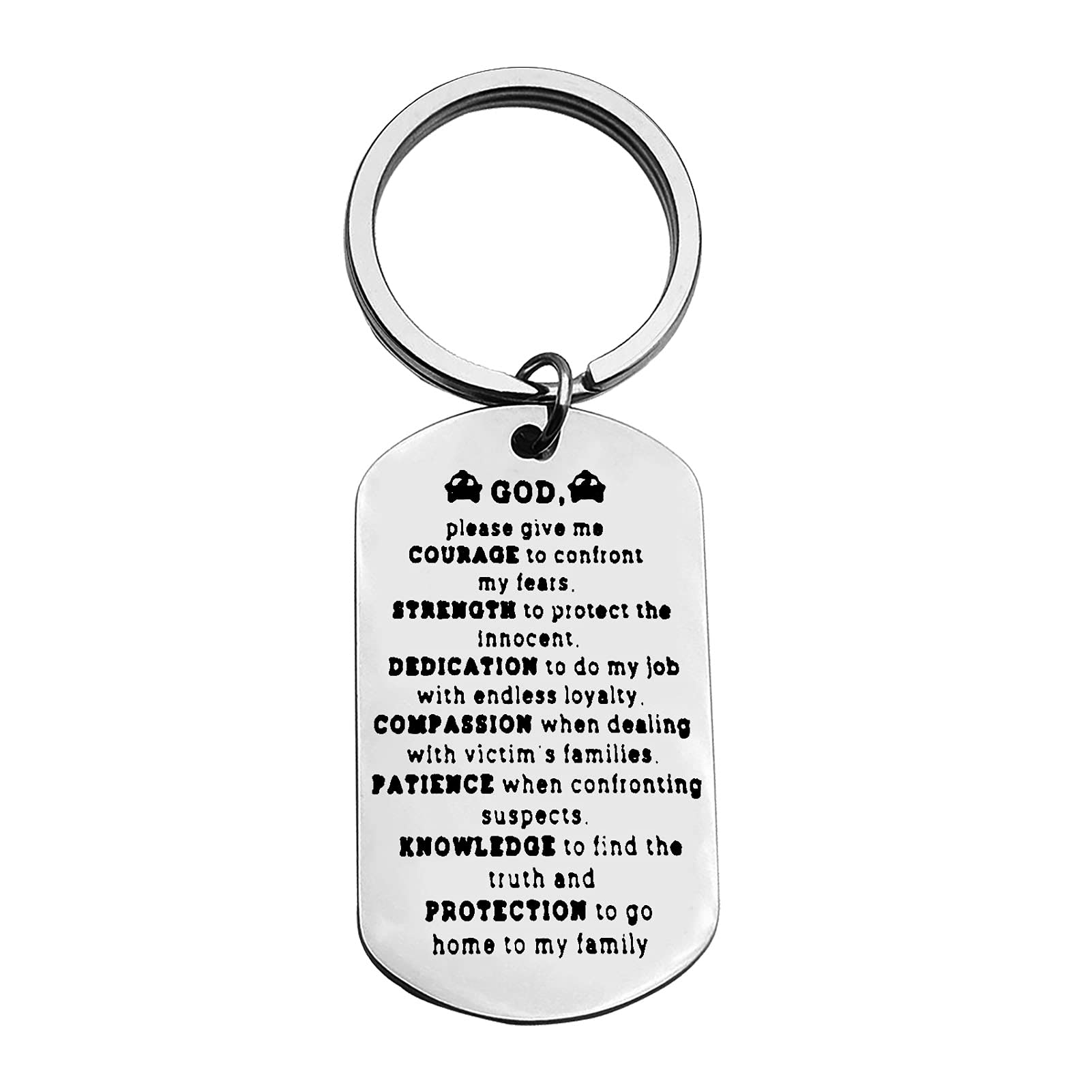 Police Officer Keychain - God Give Me Courage to Confront My Fears - Christian Gift for Cop Men & Women - Perfect for Graduation, Christmas, Birthday - Ideal for Daily Use & Duty Appreciation