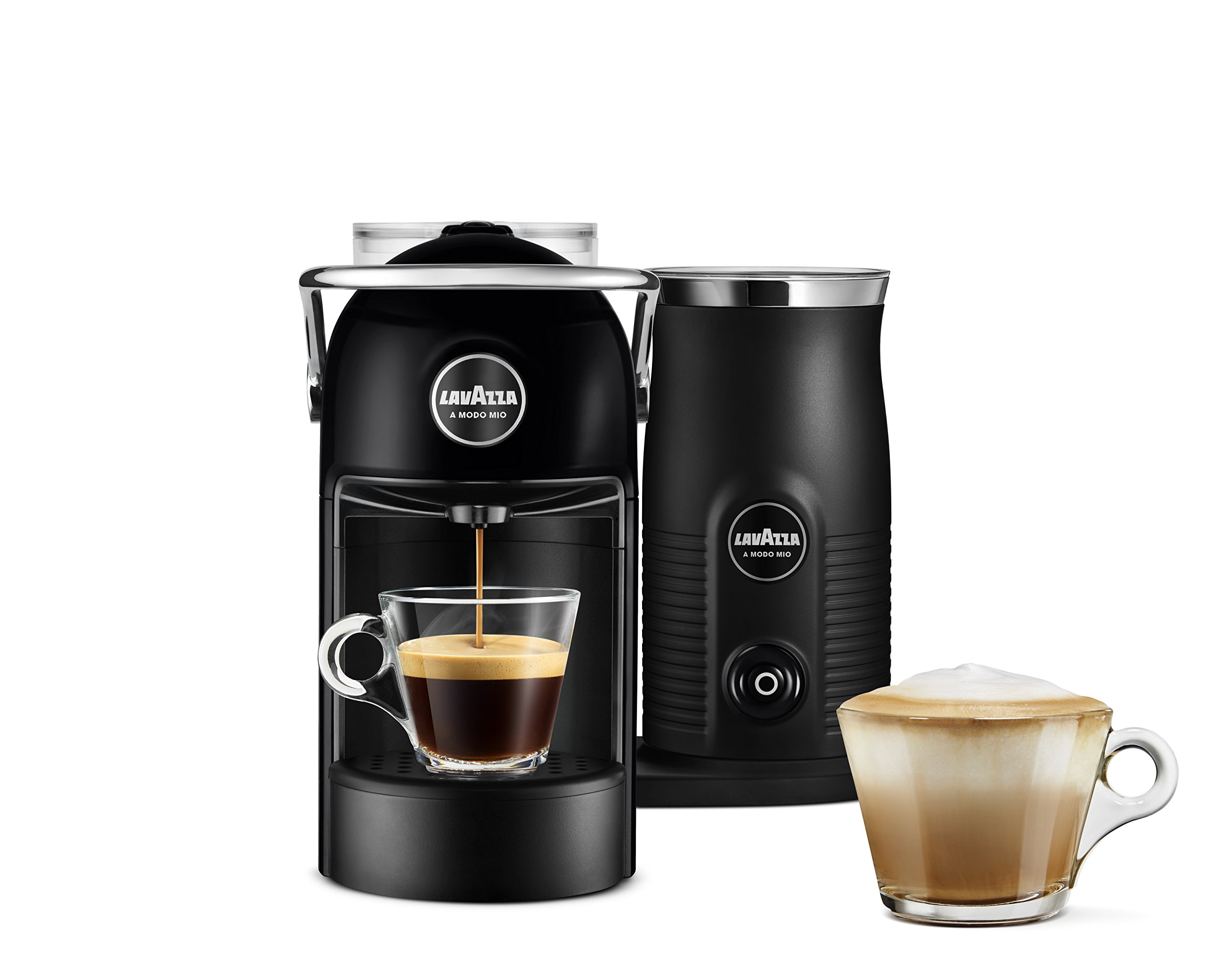 Lavazza A Modo Mio Jolie & Milk Black Coffee Machine, 1710W, Single-Serve, ABS Plastic, Black - Perfect for Home & Office Espresso Brewing