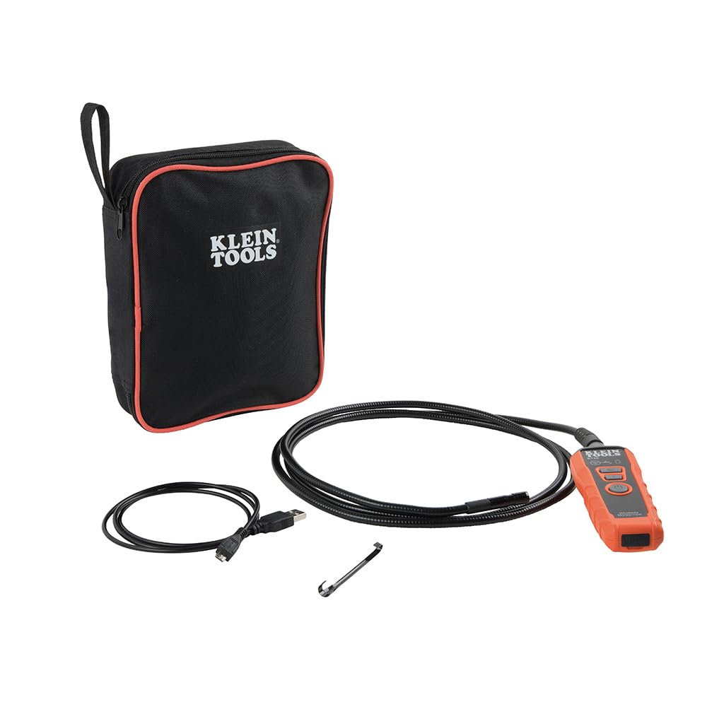 Klein Tools ET20 WiFi Borescope Inspection Camera with Rechargeable Battery & LED Lights - 2.4GHz Wireless Endoscope for Plumbing, HVAC, Automotive & Industrial Use