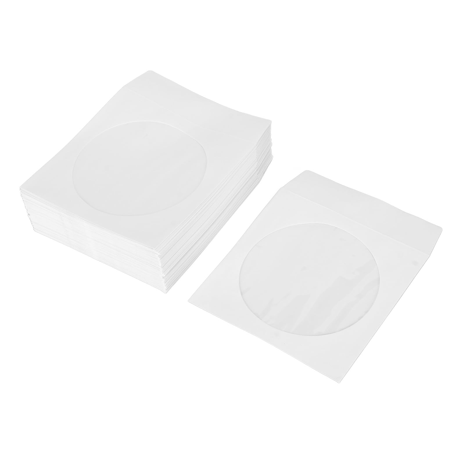 100Pcs Clear CD Sleeves with Window - Reusable 12cm Disc Envelopes for Storage & Organization | Perfect for Music Collections, Office Files & Media Archives