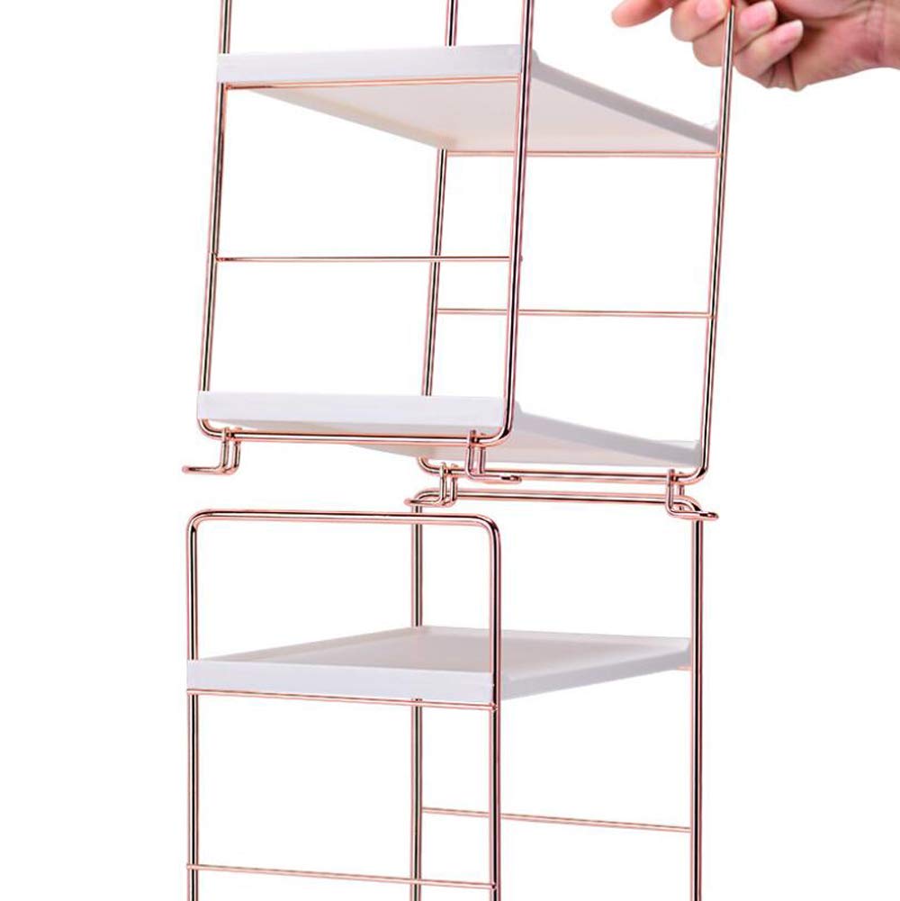 Premium Metal Standing Spice Rack - 2-Tier Rose Gold Countertop Organizer for Kitchen, Bathroom | Spice Jar Storage, Makeup & Jewelry Display | Space-Saving Shelf for Countertops, Vanities & Pantries