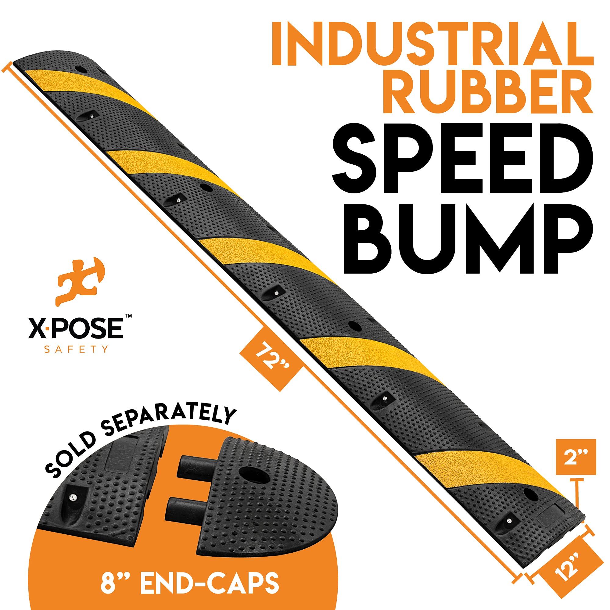 6 Ft Rubber Speed Bump Strip with Modular Interlocking Design - Heavy Duty Traffic Calming Solution for Driveways, Parking Lots & Private Roads - Slow Down Vehicles Safely in School Zones, Warehouses & Residential Areas