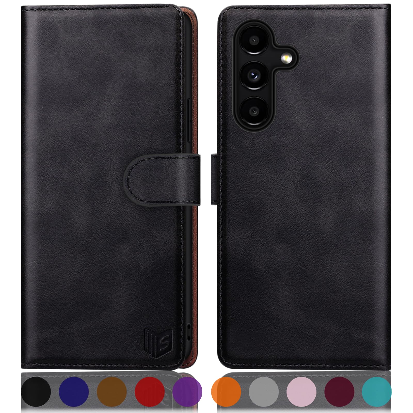 SUANPOT Samsung Galaxy S24 Plus Wallet Case with RFID Blocking & Credit Card Slots - PU Leather Flip Book Protective Cover for S24+ (Black) | Perfect for Work, Travel & Everyday Use